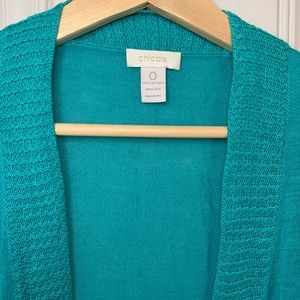 Chico’s Silk Open-Front Sweater